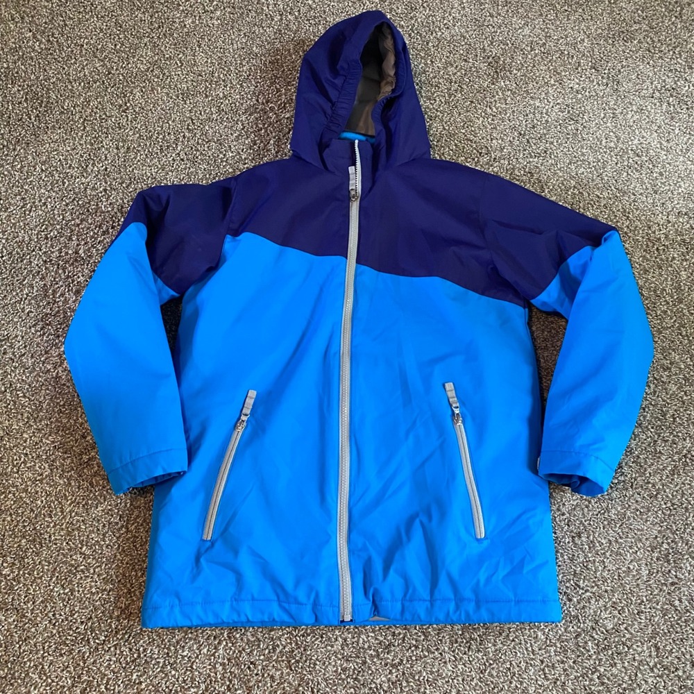 Lands' End 3-in-1 Squall Jacket Kids L 14-16 Blue Excellent Hooded Fleece Liner
